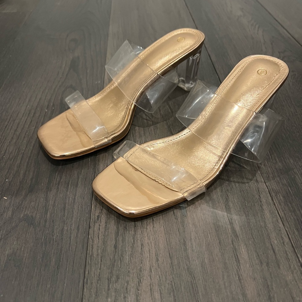 Clear and Rose Gold Women's Heels